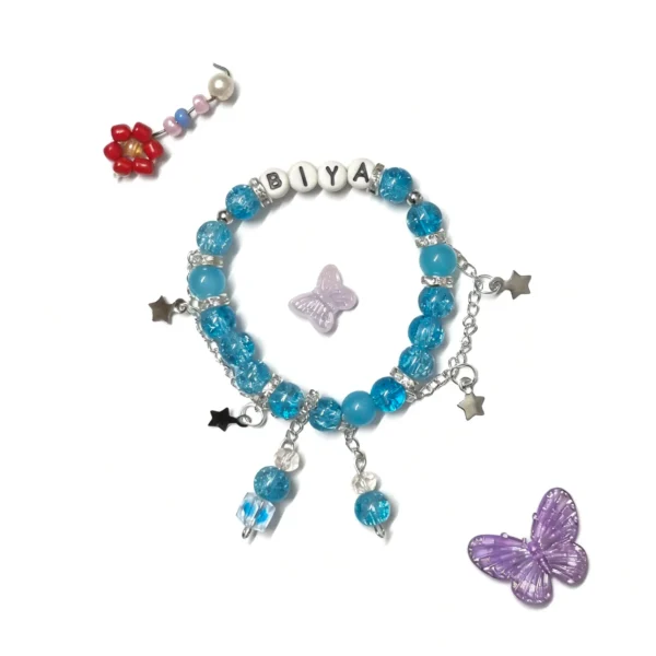 designer dangle chain name bracelet collection