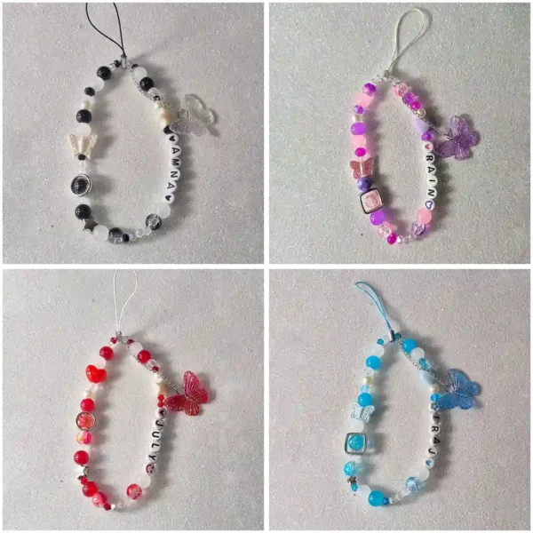 Personalized Phone Charm with custom name and butterfly design for mobile