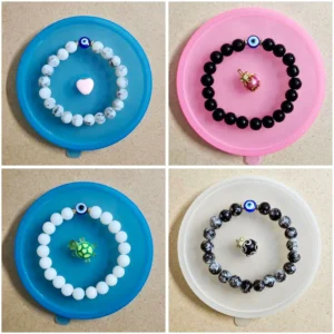evil eye beaded bracelet handmade with natural stone beads by The Beading Sisters