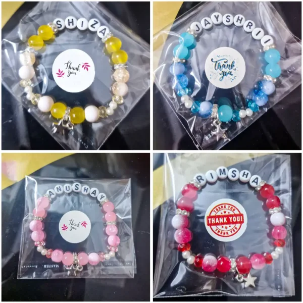 Personalized Luxe Bracelet with custom names in thank you packaging