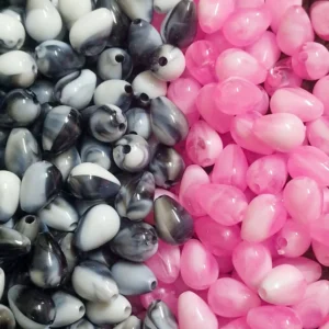 Premium marble pattern oval shaped beads bundle in pink and grey colors