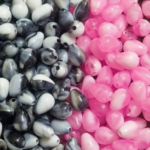 Premium marble pattern oval shaped beads bundle in pink and grey colors