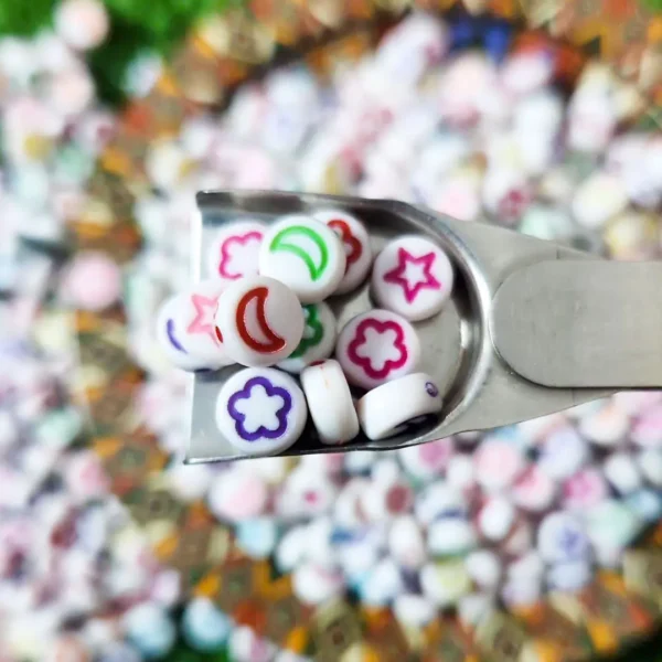white Patterned beads for diy jewelry