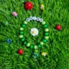 Personalized name beaded bracelet with daisy flower charm for girls