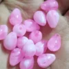 Vibrant glossy pink Premium marble pattern oval shaped beads bundle in pink and grey colors