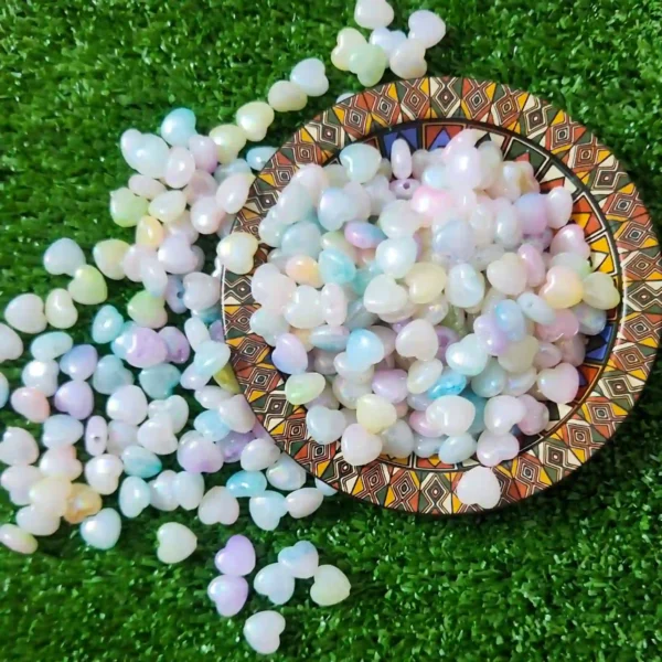 pastel heart beads for jewelry making by The Beading Sisters