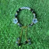Black custom letter bead bracelet for girls with floral design handmade