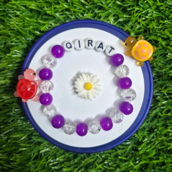 Purple custom letter beaded bracelet for girls - The Beading Sisters