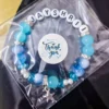 Personalized Luxe Blue Bracelet with custom names in thank you packaging