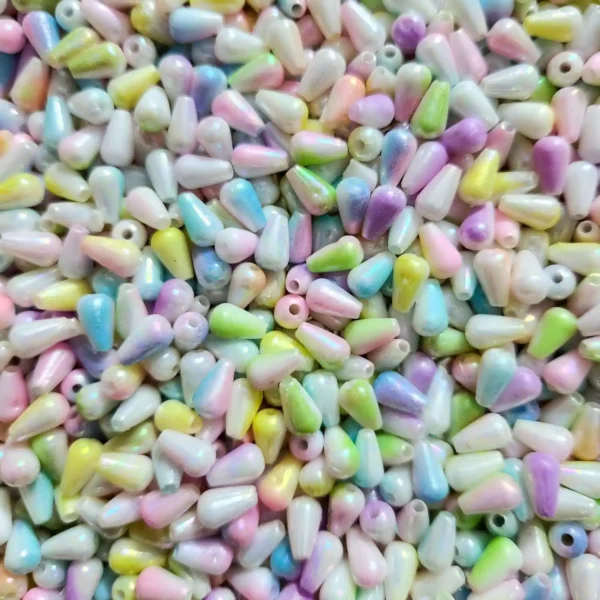 mixed pastel iridescent teardrop beads for jewelry making
