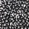Black alphabet beads with white A to Z letters for making personalized name bracelets