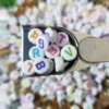 white Color Color Alphabet Letter Round Beads with colorful letters
