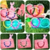 Personalized Easter Name Bracelet with colorful beads and bunny charm handmade by The Beading Sisters