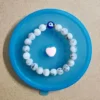 white marble evil eye beaded bracelet for protection