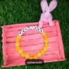 Personalized Easter Name Bracelet with colorful beads and bunny charm handmade by The Beading Sisters