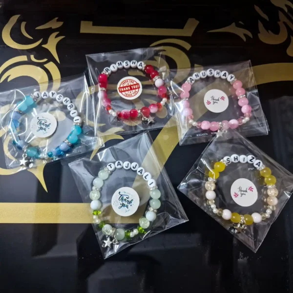 Personalized Luxe Bracelet with custom names in thank you packaging