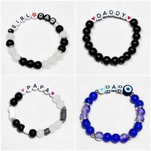 fathers day personalized bracelet for dad handmade by The Beading Sisters