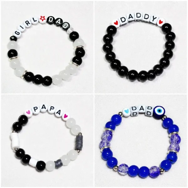 fathers day personalized bracelet for dad handmade by The Beading Sisters