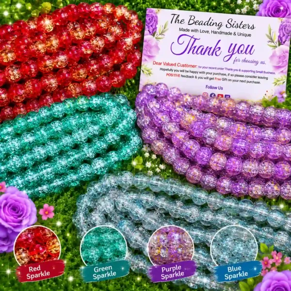 vibrant crackle glass beads strand mix for jewelry making by The Beading Sisters