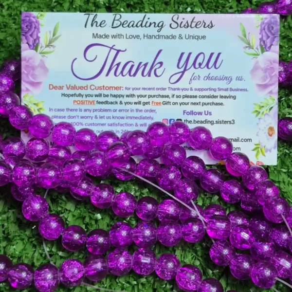 purple crackle glass bead strands for bracelets