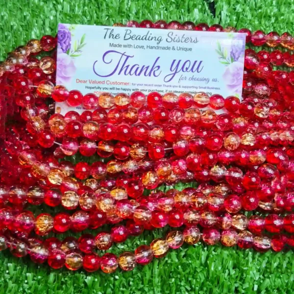 mixed color crackle glass beads strand for bracelets