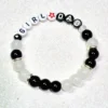 girl dad fathers day personalized bracelet black and white beads