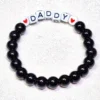 daddy fathers day personalized bracelet with heart beads